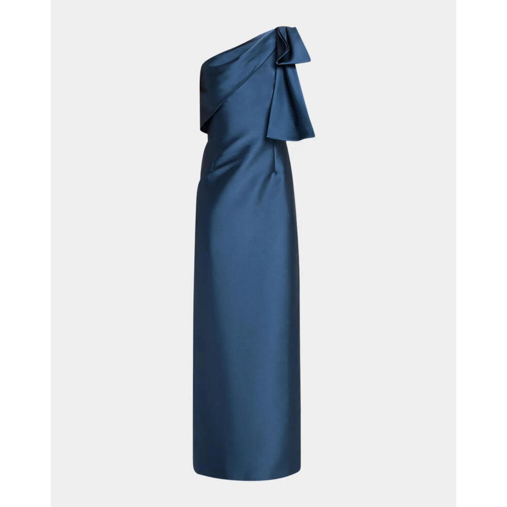 NEW Sachin & Babi Bonnie Bonnie Bow Shoulder Gown in Steel Blue Sz 6 #LD490